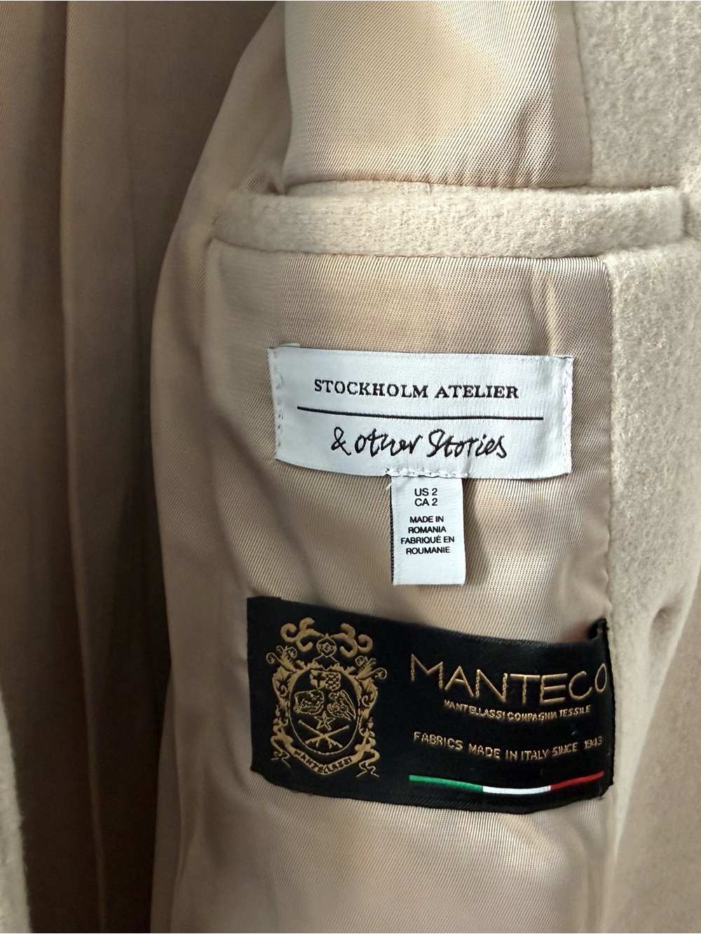 & Other Stories Stockholm Atelier Manteco Wool Coat US 2 - Picture 5 of 5